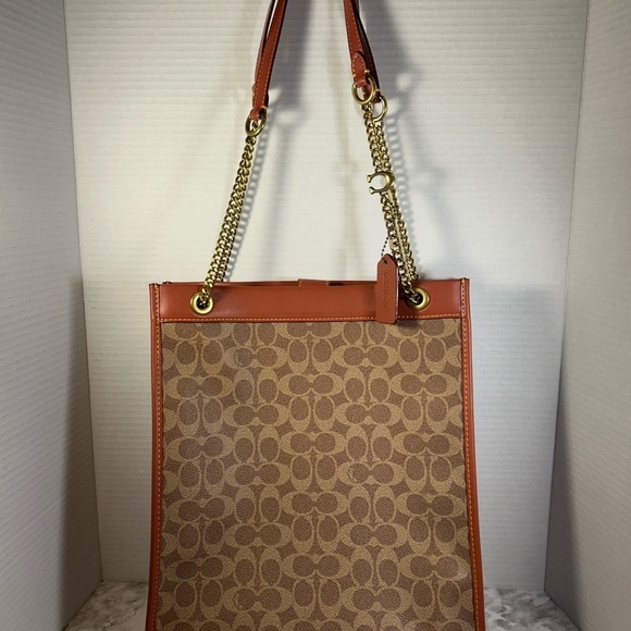 Coach Handbags - Coach Old Rose/Beige Signature Cashin Chain Tote